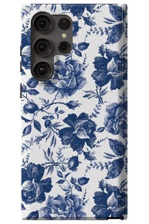 Rose to Fame | Blue & White Rose Floral Samsung Case