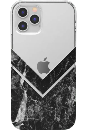 Sleek and Simple | Black Marble V Clear Case