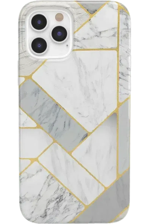 Sharp Lines | Geo White and Gold Marble Case