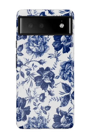 Rose to Fame | Blue & White Rose Floral Google Pixel Case